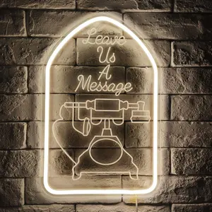 Leave a Message Neon Sign Wall Decor, Wedding Reception 3D Engrave Art Neon Light Sign, Welcome Sign for Hotel Storefront Business Lash Hair Shop Wall Lighting