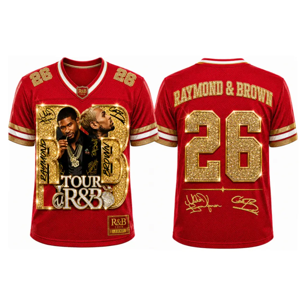 R&B Tour Legends Football Jersey Glitter Edition - Personalized 3D Sleeveless Vintage Sports Shirt, Music Lover Gift, Concert Outfit