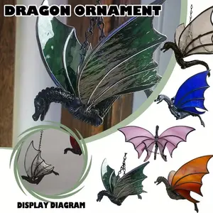 Hanging Dragon Stained Glass Sun Catcher Handmade Stained Glass Window Hanging Decorations