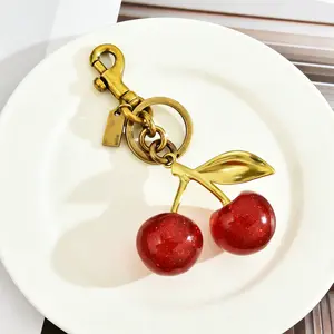 Cute Cherry Metal Keychain Unisex Trendy Versatile Accessory Perfect Birthday Holiday Gifting Idea Daily Stylish Decoration