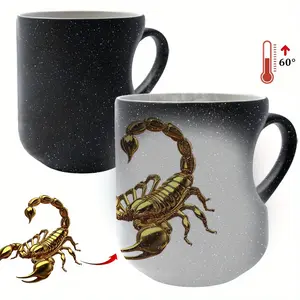 Golden Scorpion Thermosensitive Ceramic Mug, Magic Color-Changing Mug with Handle, 11 oz/330 ml, Coffee Mug Sparkling CupGifts for friends
