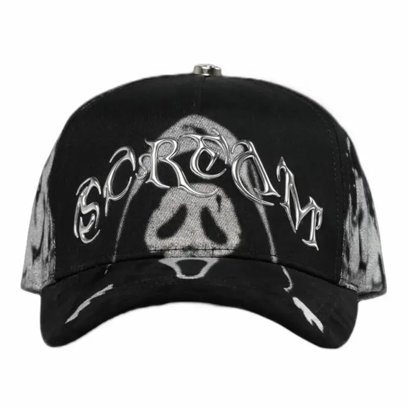 Barbas Scream G5 Adjustable Snapback Hat with Distinctive Skull Design and smoke pattern