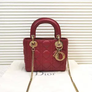 Pre-owned Calfskin Crossbody Bags Christian Dior Lady Dior Red Mini