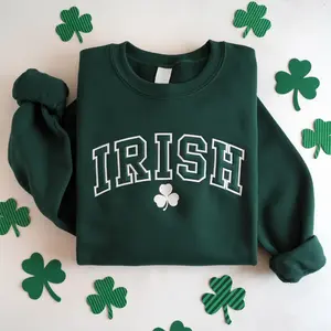 Irish Embroidered Crewneck, St Patricks Sweatshirt, Shamrock Cozy Outfit