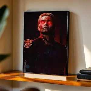 Viral Trending Dark Bloody Glowing Red Eyes Supervillain Canvas Wall Art Premium Waterproof No Fade HD Print Unique Gothic Ready To Hang Anti Hero Poster Cool Man Cave Bedroom Decor Modern Aesthetic Home Decoration For Living Room Game Room Office