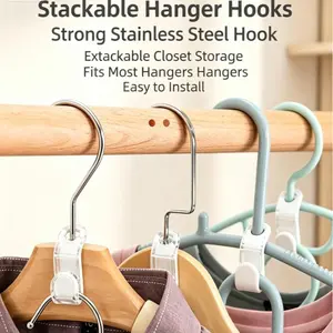 Clothes Hanger Connector Hooks (20/30/40 Packs) - Heavy-Duty Stackable Closet Organizer Clips, Space-Saving Home Organizer Hooks with Mixed Colors (White, Pink, Blue, Green)
