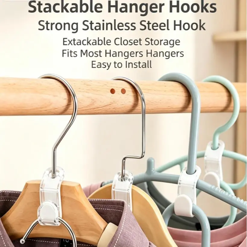 Clothes Hanger Connector Hooks (20/30/40 Packs) - Heavy-Duty Stackable Closet Organizer Clips, Space-Saving Home Organizer Hooks with Mixed Colors (White, Pink, Blue, Green)