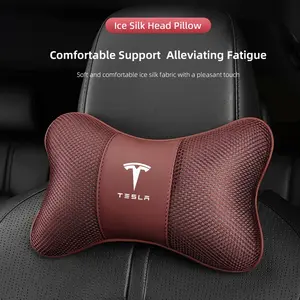 1Pcs Car Seat Headrest Ice Silk Neck Pillow Support Soft Pad For Tesla Model 3 Model S Model X Model Y Cybertruck Roadster SpaceX