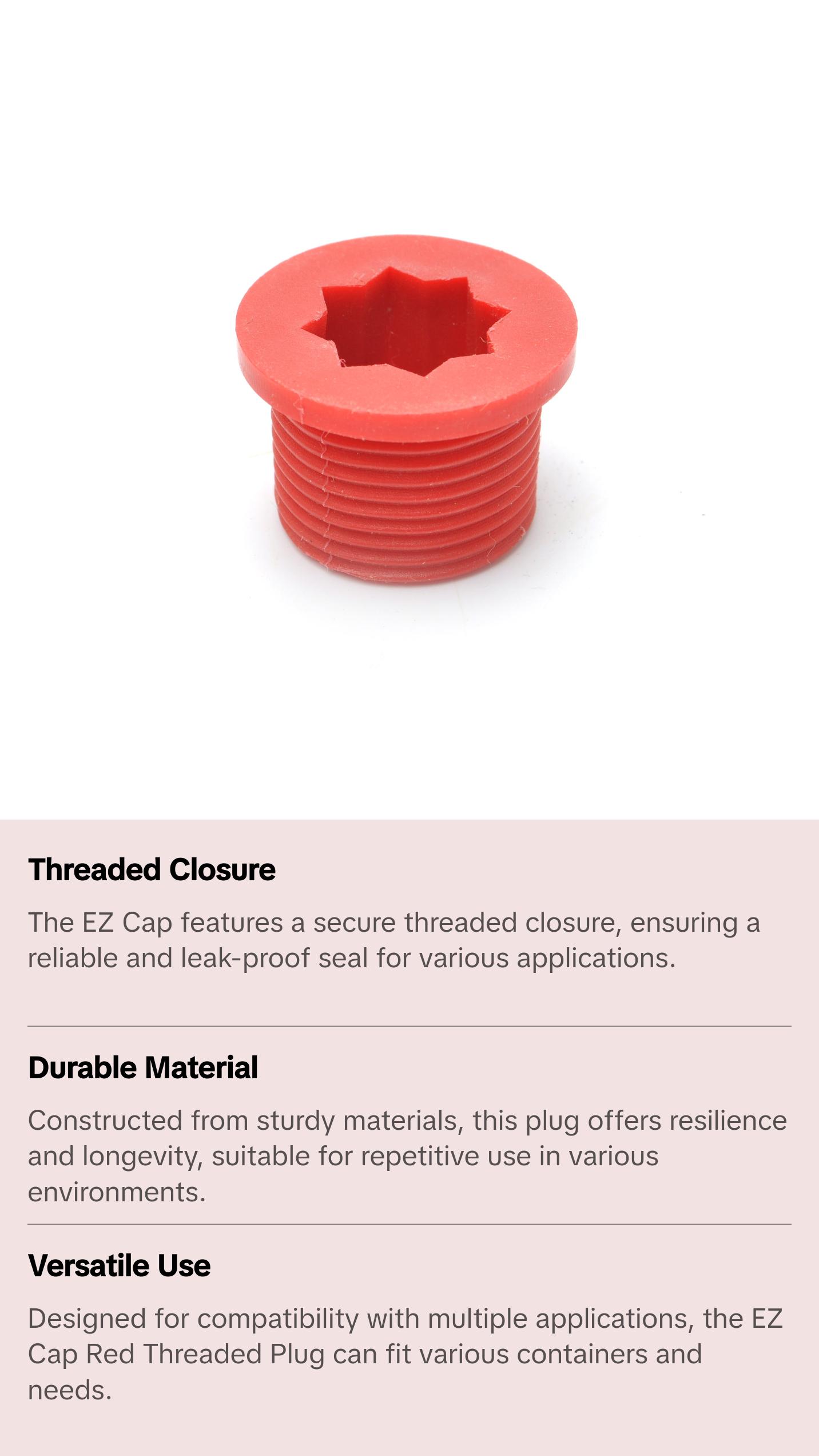 EZ Parts - EZ Cap Red Threaded Plug