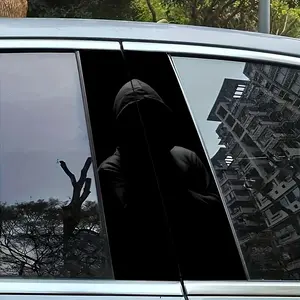 2-Piece Waterproof Sunscreen Car B-pillar Sticker Durable Vinyl Black Men's Pattern Car Decals Sticker for cars