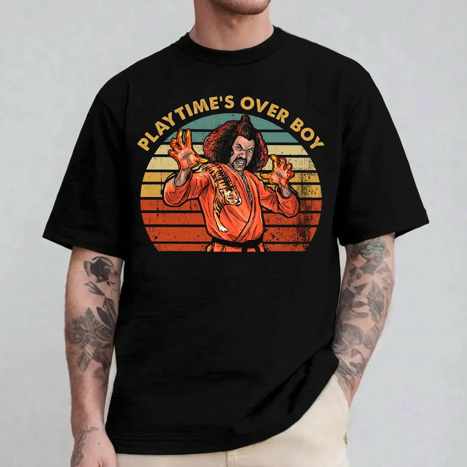 Playtime’s Over Boy Shirt The Last Dragon Sho’nuff Harlem Shogun Vintage Retro Graphic Tee 80s Martial Arts Movie Fan Gift Unisex T-Shirt