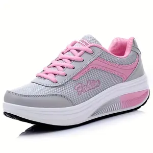 Fashion Walking Shoes For Women, Shock Absorption Wedge Sneakers, Breathable Outdoor Casual Sneakers