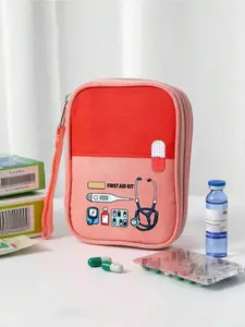 Portable medical bag with medical and pill prints. Compact emergency first aid pouch, Emergency Medical Kit in multiple colors, lightweight for travel, camping and home use. Ideal daily health storage organizer for outdoor and daily needs.