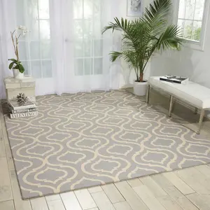 Nourison Linear Light Blue Abstract Area Rug LIN15, 3'9" x 5'9", Home Decorative Living Room Rug, Abstract Area Rugs