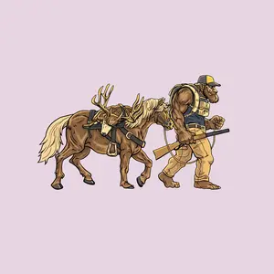 Bigfoot Deer Hunter Sticker, Hunting Vinyl Decal, Waterproof for Laptop, Car, Truck, Water Bottle, Hunting Gear