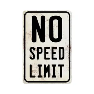 Car Room Wall Decor Vintage Metal Sign No Speed Limit Signs For Boys Room Bedroom Garage Man Cave Art 12x8 Inches