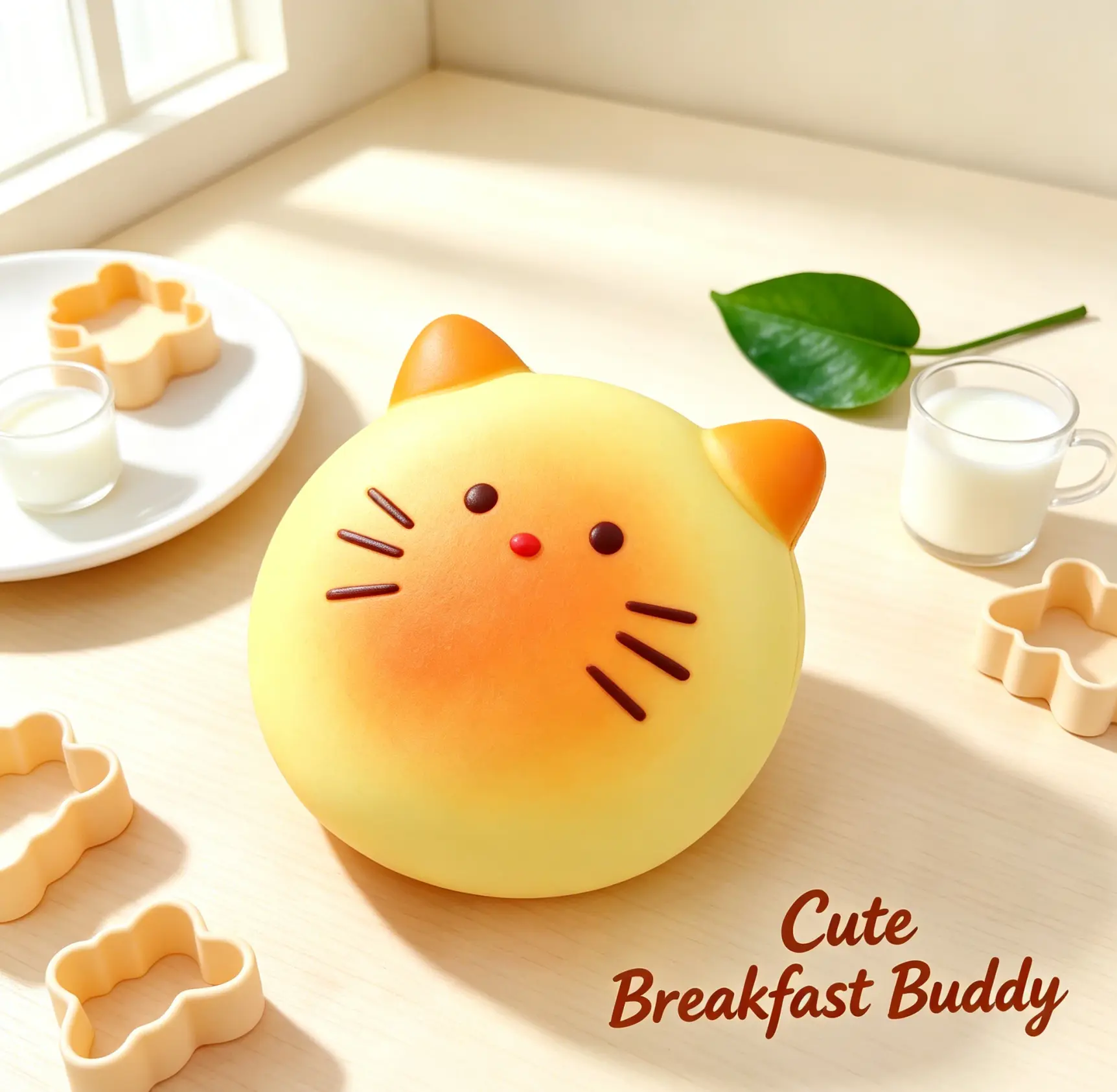 Kawaii Unisex Cat Cookie Squishy Toy - Slow Rebound Slow Rising PU Fidget Toy, Stress Relief Sensory Accessory for Above 3yrs, Soft Kitty Biscuit Office Desk Decor Anxiety Gift