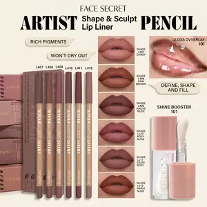 Beauty Glazed Matte Nude Lip Liner & Clear Lip Oil Set | Long-Lasting, Lightweight Hydrating Shine, All-Skin Lip Makeup Combo Gentle Cosmetic