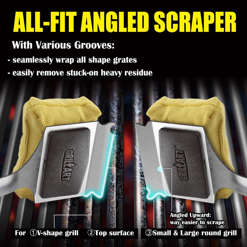 GRILLART SteamWizards Grill Brush Bristle Free Bundle with Replacement Head (1 Pack), Soak Basin(1 Pack)