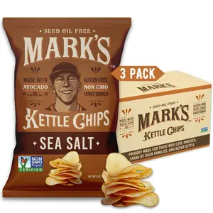 MARK’S Kettle Cooked Avocado Oil Potato Chips, Sea Salt – Seed Oil & GMO Free | Sea Salt, 5 oz (Pack of 3) | Gluten Free, Non-GMO Chips for Clean & Healthy Snacking