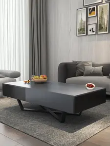 Scandinavian Square Black Gray Large and Small Apartment Type Storage Tea Table