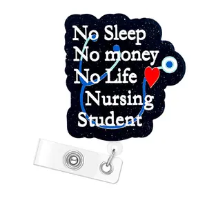 Retractable Badge Reel, 1 Piece Badge Holder, ID Badge Holder For Nurse, Student, Office Worker, Nursing Students