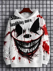 Men's Casual Sports Fitness Outdoor Home Hooded Sweater, Sweatshirt, Graphic Print Hoodie, Clown Pattern 3D Printing, Regular Version, Elastic, With Drawstring Pocket, Knitted Fabric, Spring Autumn Winter