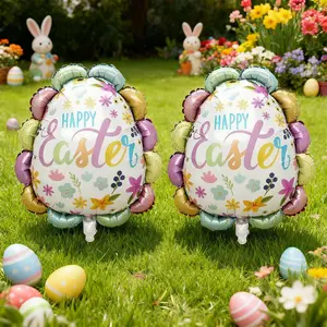 Easter Theme Aluminum Foil Balloon Set, 2pcs/set 57cm Egg Shape Decorations, Perfect for Easter Celebrations & Party Supplies