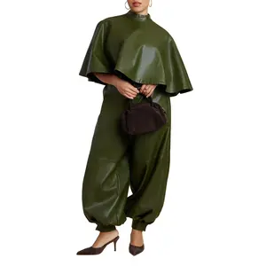 ELOQUII Women's Plus Size Belted Faux Leather Balloon Pant