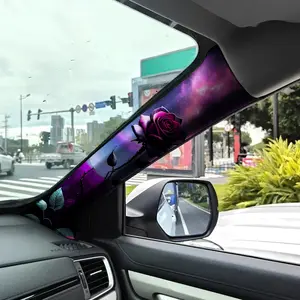 Jdm Car Interior Decor A-Pillar Modification Kit, Upgrade Dark Rose Pattern Self-Adhesive Elastic Sticker Set, Decal For Cars, Universal Fit