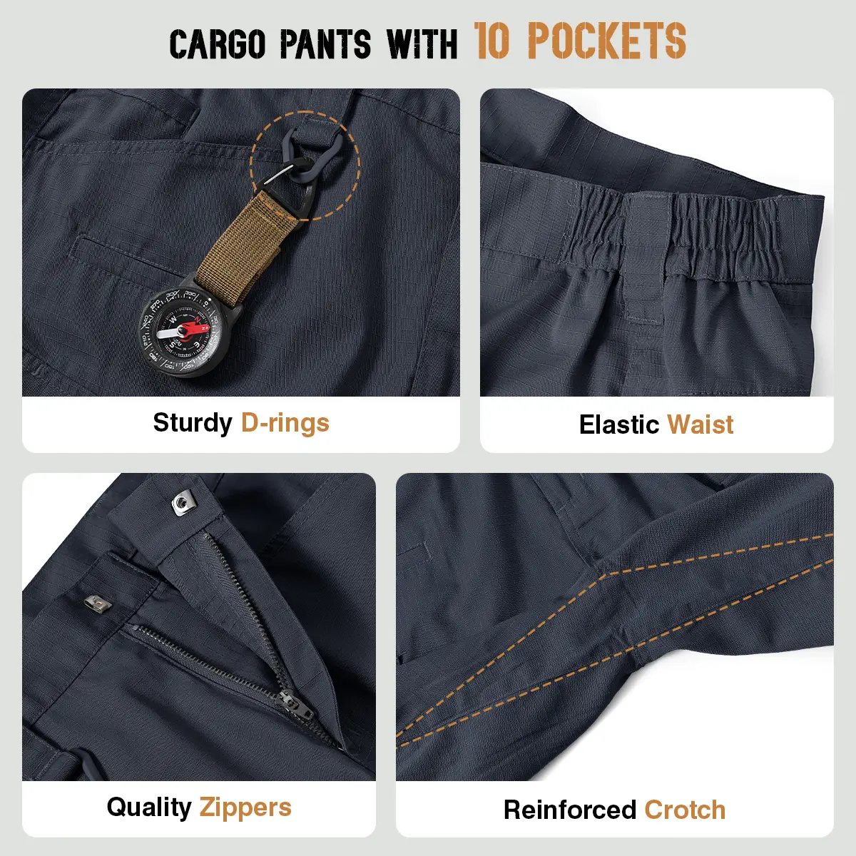 GOPUNE Men's Tactical Work Pants Lightweight Multi-Pocket Water Resistant Cargo Pants Ripstop Hiking Military Construction Outdoor Pants 10 Pockets #swimweek #outdoorfun #fathersdaygift