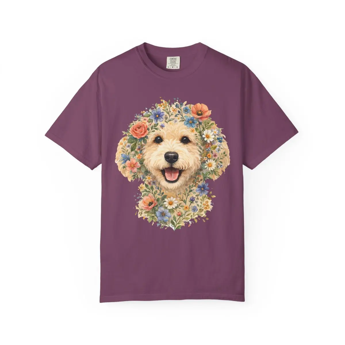 Labradoodle Floral Tee Dog Portrait Comfort Colors Shirt Gift
