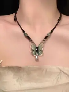 Elegant Vintage Boho Chic Butterfly Pendant Necklace for Woman Daily Vacation Music Festival Party Christmas Day, Gift for Her, Boho Style Necklace