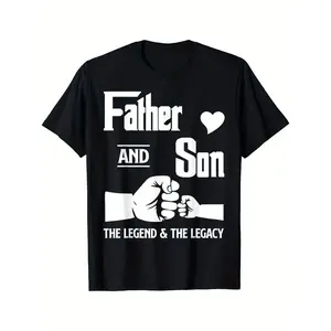100% Cotton Golf Gift T-Shirt For Men and Women Father and Son Matching T-Shirts- "FATHER AND SON" Quote with Fists Beating Design, 100% Cotton, Crew Neck, Short Sleeve- Perfect for Casual Wear, Father'S Day, Spring/Autumn, Everyday Tshirt |   Father Son