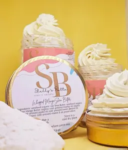 Shelly's Butta Whipped Organic Mango Shea Body Butter Ultra Hydrating Natural Skincare for Glowing Skin 4 oz Moisturizer with Jojoba & Vitamins A C E Moisture Smooth Sensitive Daily Blend
