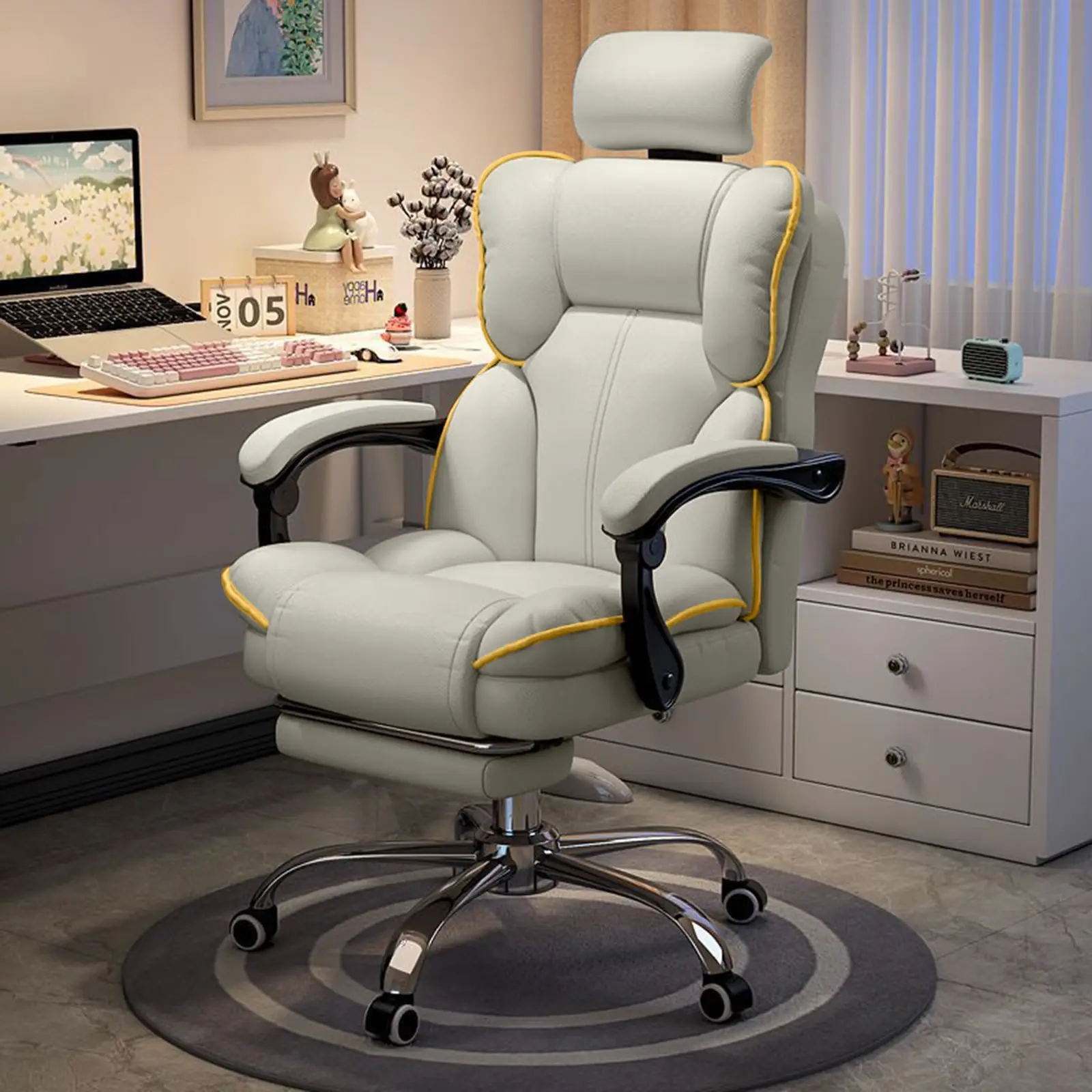 【Back To School】Big and Tall Office Chair Executive office chair,Ergonomic High Back Cushion Lumbar Back Support, Computer Chairs with Footrest and Lu
