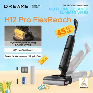 DREAME H12 Pro FlexReach Vacuum Mop, Wet Dry Vacuum Cleaner, 0 Tangle Cordless Vacuum Mop All-in-One for Hard Floors, 180° Lie-Flat Floor Cleaner Machine with 194°F Hot Self-Cleaning, 50Mins Runtime