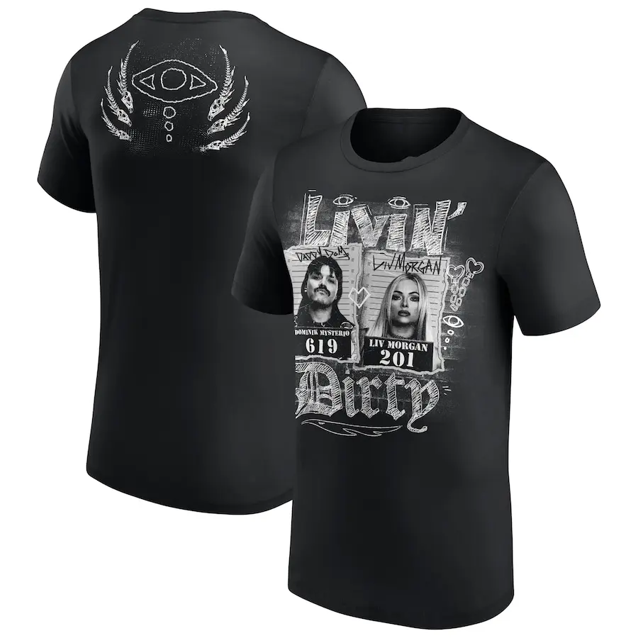 Men's Stylish Soft Casual Short-Sleeve Dominik Mysterio & Liv Morgan Livin' Dirty Professional Wrestler Unisex T-Shirt, Hoodie