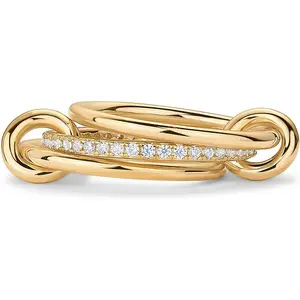 Women's Gold Interlocking Knot CZ Ring, Triple Linked Band Ring, Luxury Statement Jewelry Gift