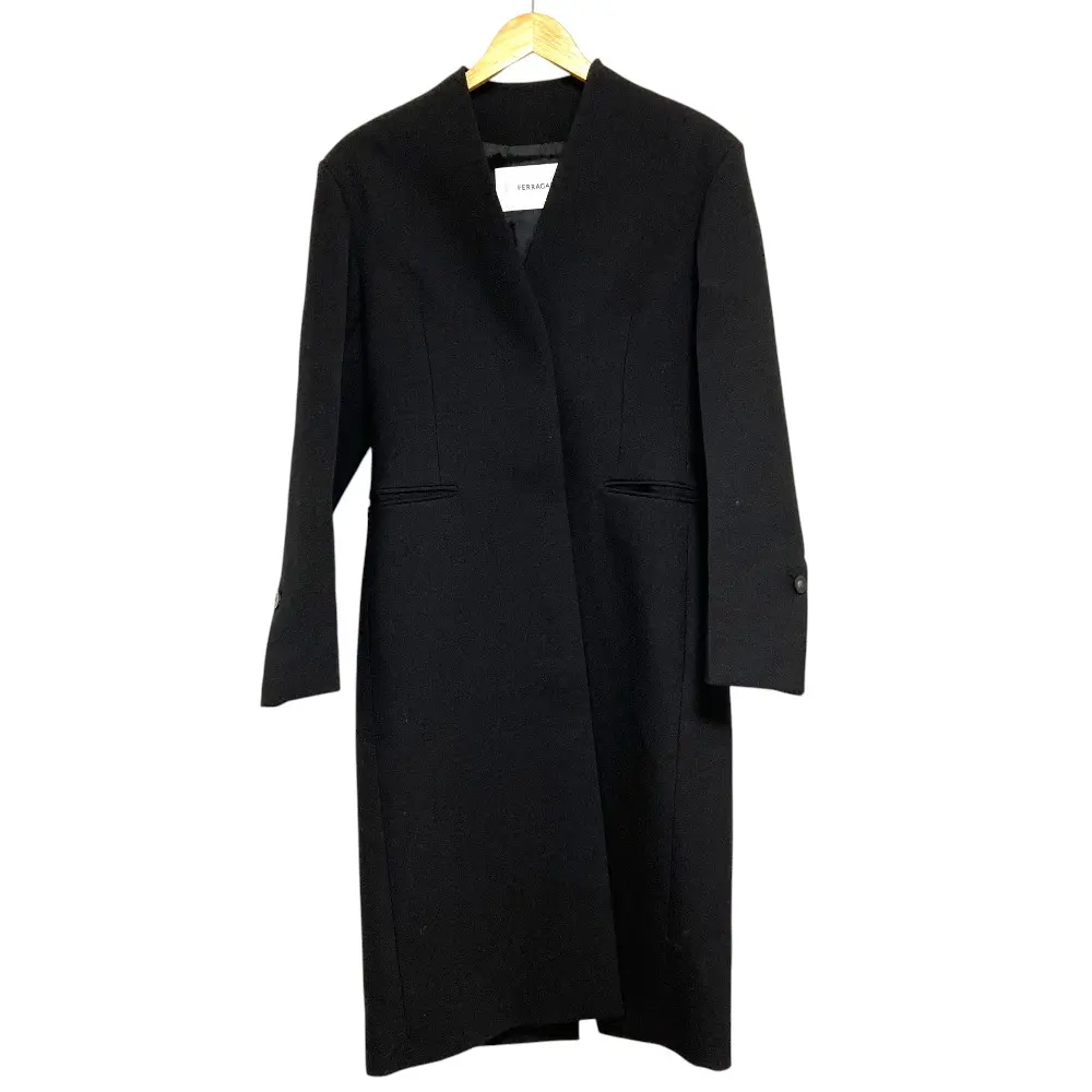 Pre-owned SALVATORE FERRAGAMO Wool Small Leather Goods Long Coat