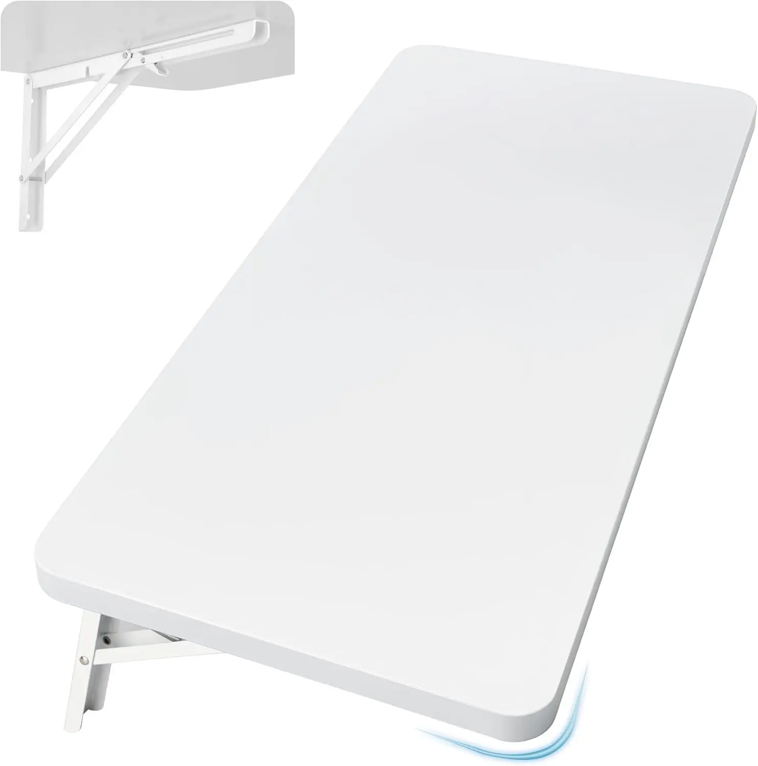 Waterproof Steel Wall Mounted Folding Table (31.5”L x 15.7”W, White) – Heavy Duty Collapsible Shelf Brackets, Fold Down Desk for Small Spaces, Laundry Organizing Solution, Water Proof