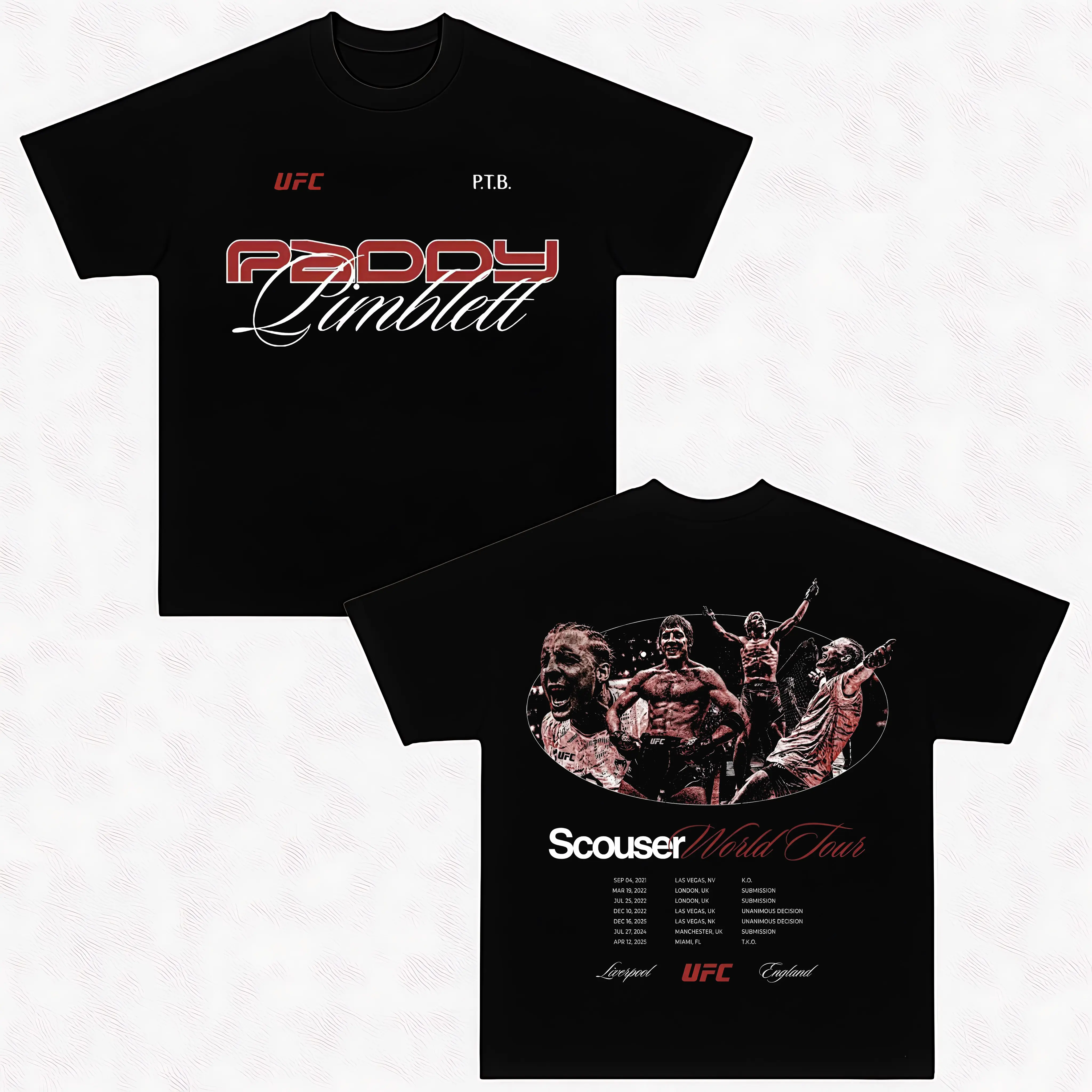 Men's Paddy "The Baddy" Pimblett World Tour UFC Graphic Tee - Soft Cotton, Athletic, American Made MMA Fightwear, All Seasons, S/2XL/3XL, Perfect Gift for UFC Fans, Paddy Pimblett Graphic Men's Short-Sleeve T-Shirts