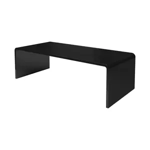 Riser Showcase Stand 10 Inch Wide by 4.5 Inch Deep Platform Pedestal One Piece Reusable Bench for Counter or Tabletops Black Acrylic Retail Store Displays by 321 Plastics