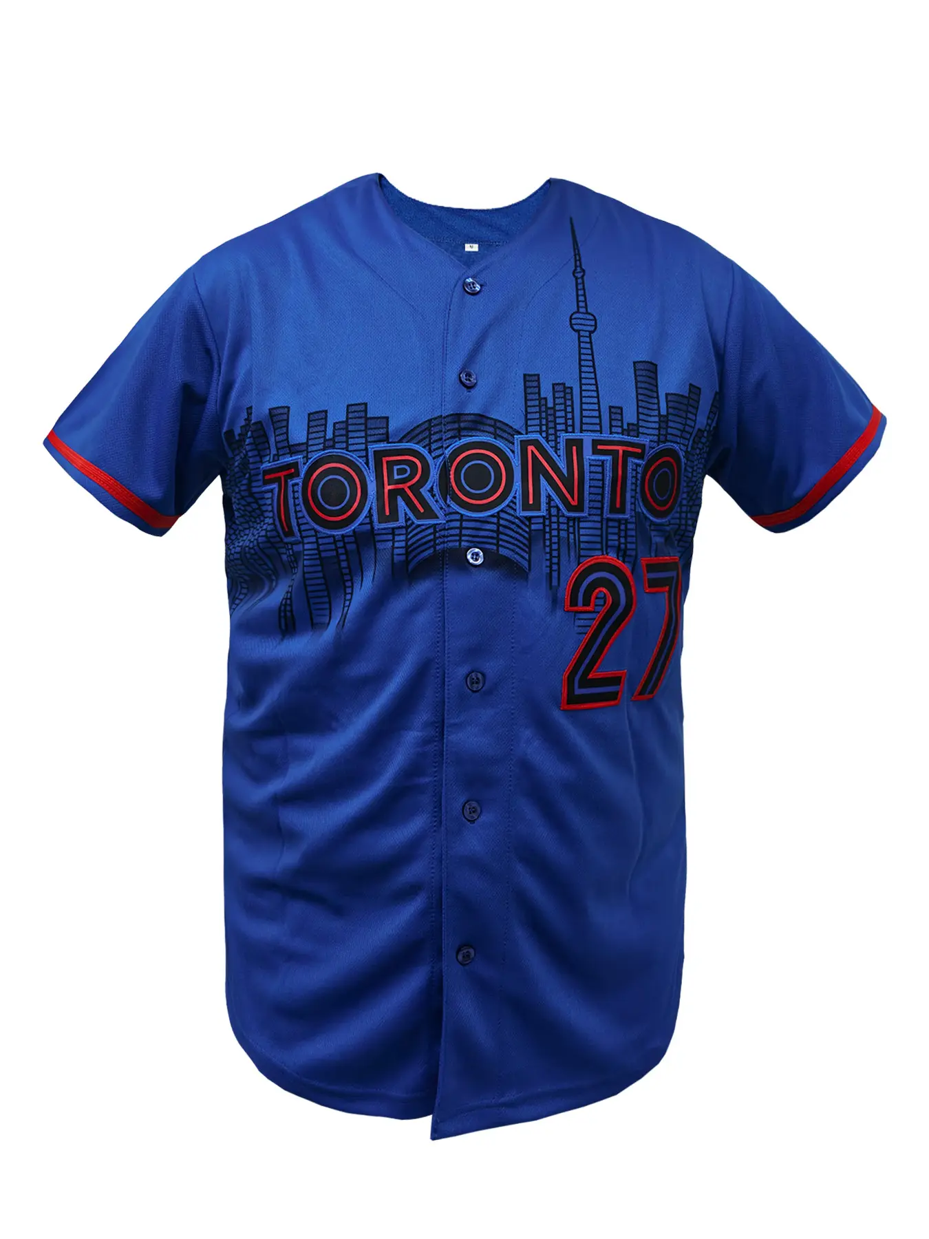 Men's Blue Baseball Jersey Sewing Embroidery Loose Uniforms Breathable Outfits Casual Sports Short Sleeves Shirts Buttons Toronto, Stylish Jersey, Sports Top, Athletic Tops, Sports Clothing