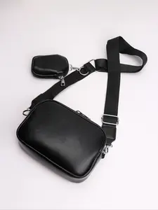 Men's Business Crossbody Bag Set, Luxury Style, Size 21x13x5cm, Main Bag + Coin Purse, Anti-Scratch Leather Texture