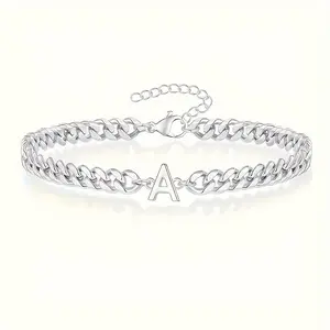 1pc DIY Alphabet Bead Bracelet Compatible for - Letters, ized Initials & - Stainless Steel Lettered Hand Chain for Men & Women, & - DIY Jewelry Gift for Valentine's Day, Father's Day, Birthdays, Prom - Adult &
