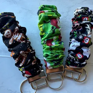 Spooky Chrismas Scrunchie Wristlet Keychain