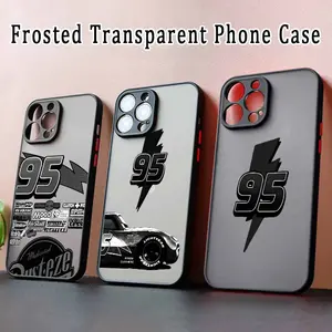 Cars L-Lightning M-McQueen For iPhone 17 Air 16E 16 15 14 13 12 11 8 7 mini Pro Max Plus Frosted Translucent Soft Phone Case