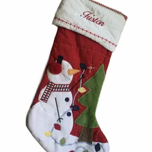 Pottery Barn Kids Snowman Quilted Christmas Stocking TRISTON Mono 2021 10