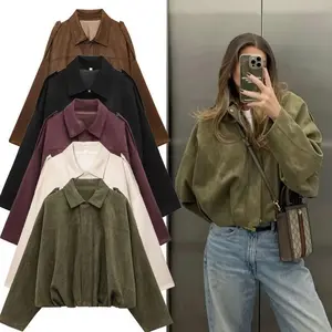 Women'sJacketsLongSleeveWomen'sBomberJacketWomen'sCroppedJacketsPleatsStreetWearZipUpJacketOutdoorShortCoats